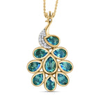 Pfau Triplett Quarz-Anhänger mit Kette, 925 Silber vergoldet ca. 5,01 ct