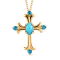 Amerikanischer, natürlicher Sleeping Beauty Türkis und Neon Apatit-Anhänger mit Kette - 0,34 ct.