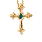 Amerikanischer, natürlicher Sleeping Beauty Türkis und Neon Apatit-Anhänger mit Kette, 925 Silber vergoldet ca. 0,34 ct