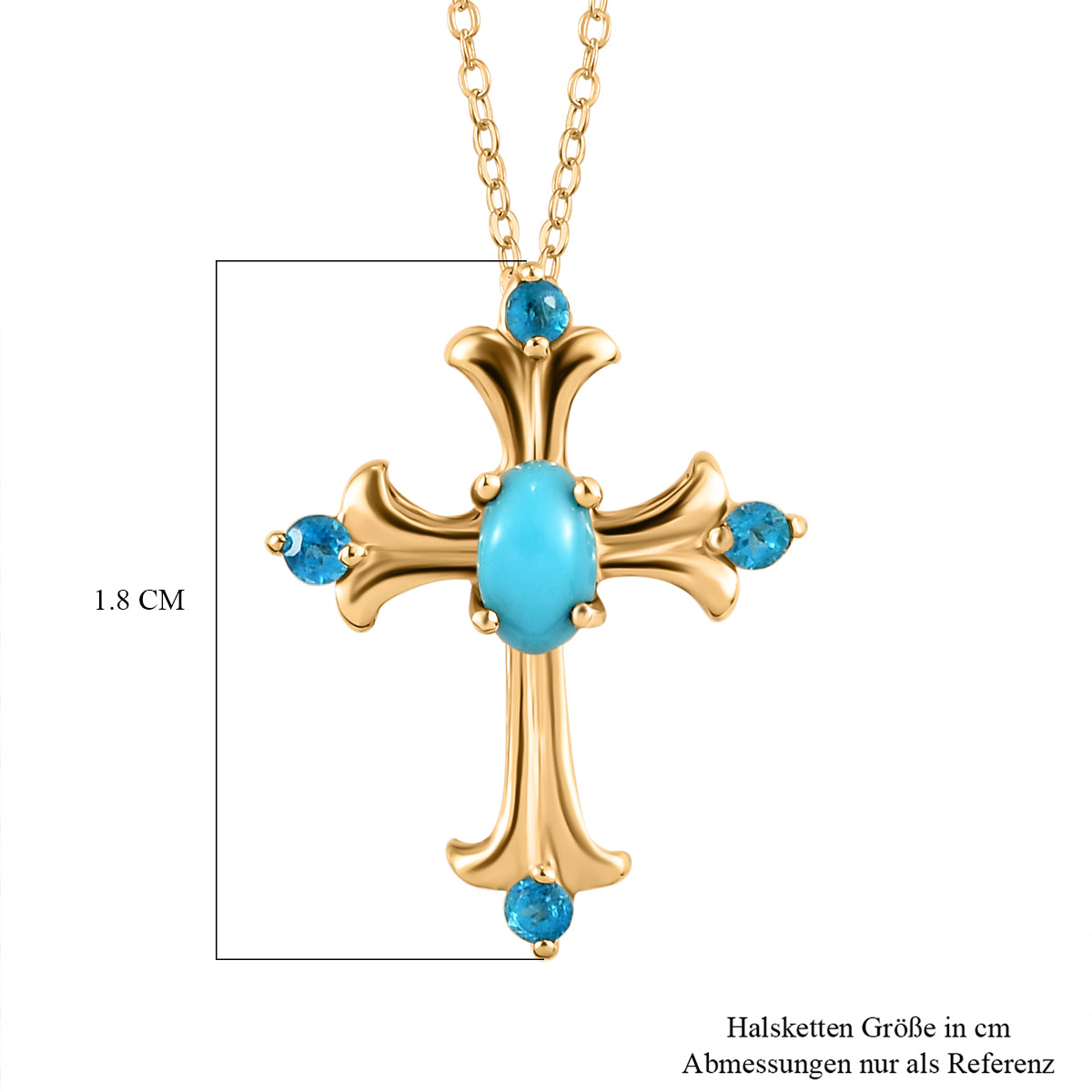 Amerikanischer, natürlicher Sleeping Beauty Türkis und Neon Apatit-Anhänger mit Kette, 925 Silber vergoldet ca. 0,34 ct