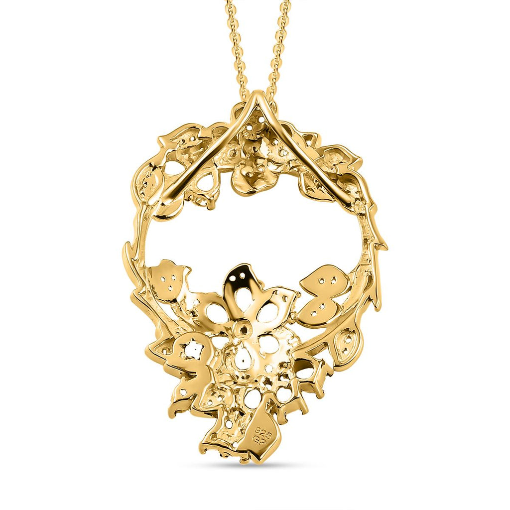 GP Italienische Garten Kollektion - Mehrfarbiger Edelstein-Anhänger mit Kette, ca. 50 cm, 925 Silber vergoldet ca. 3,16 ct