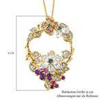 GP Italienische Garten Kollektion - Mehrfarbiger Edelstein-Anhänger mit Kette, ca. 50 cm, 925 Silber vergoldet ca. 3,16 ct