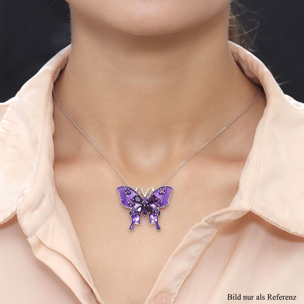 GP Italienische Garten Kollektion - Afrikanischer Amethyst und Saphir-Anhänger mit Kette, ca. 50 cm, 925 Silber platiniert ca. 1.92 ct