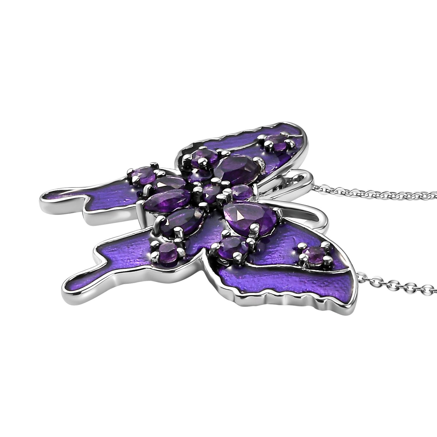GP Italienische Garten Kollektion - Afrikanischer Amethyst und Saphir-Anhänger mit Kette, ca. 50 cm, 925 Silber platiniert ca. 1.92 ct