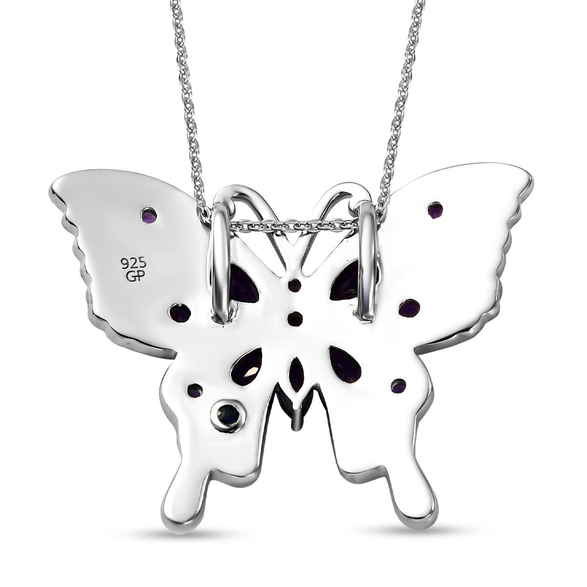 GP Italienische Garten Kollektion - Afrikanischer Amethyst und Saphir-Anhänger mit Kette, ca. 50 cm, 925 Silber platiniert ca. 1.92 ct