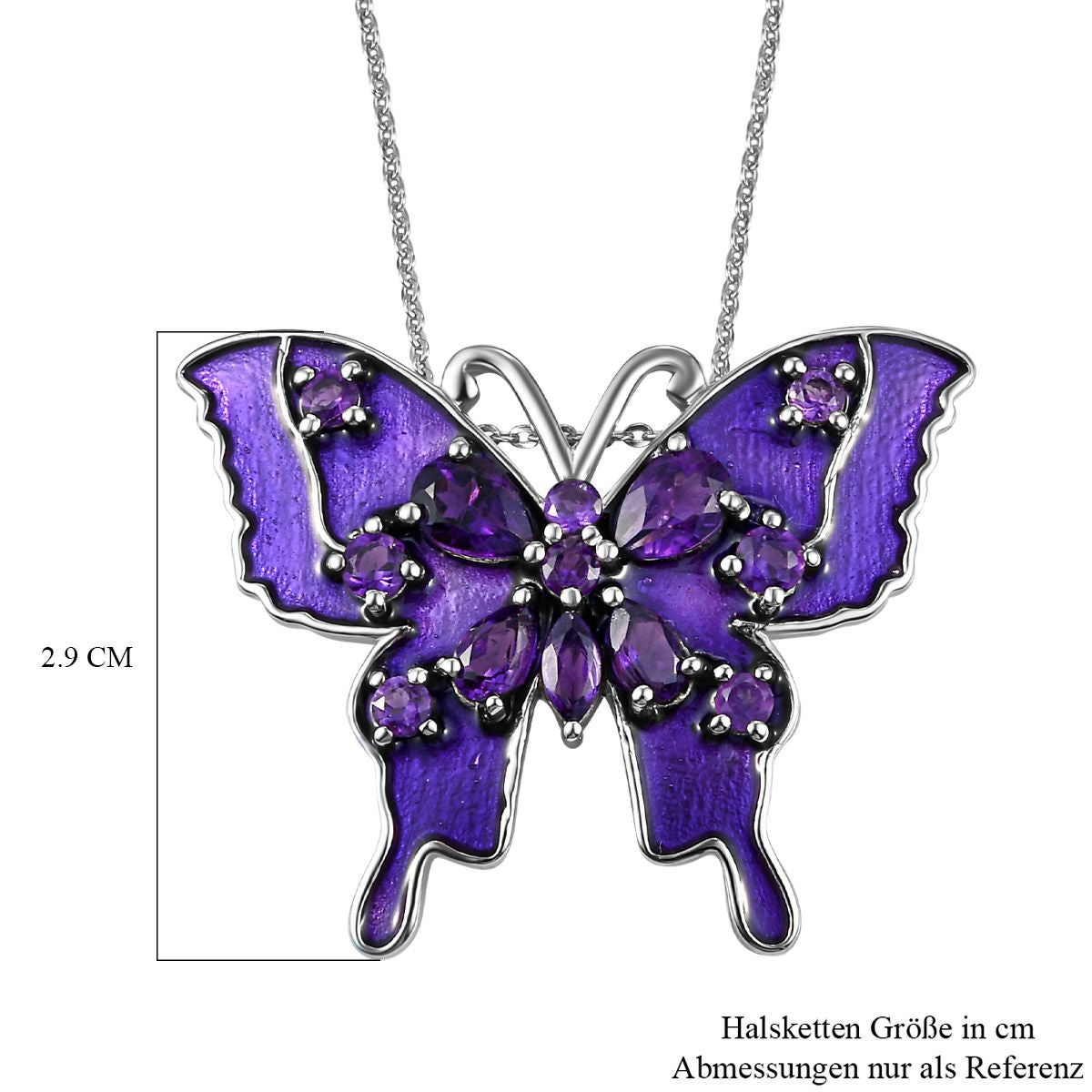 GP Italienische Garten Kollektion - Afrikanischer Amethyst und Saphir-Anhänger mit Kette, ca. 50 cm, 925 Silber platiniert ca. 1.92 ct