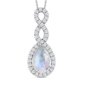 Premium Regenbogen Mondstein und weißer Zirkon-Anhänger mit Kette, 925 Silber platiniert ca. 4.36 ct