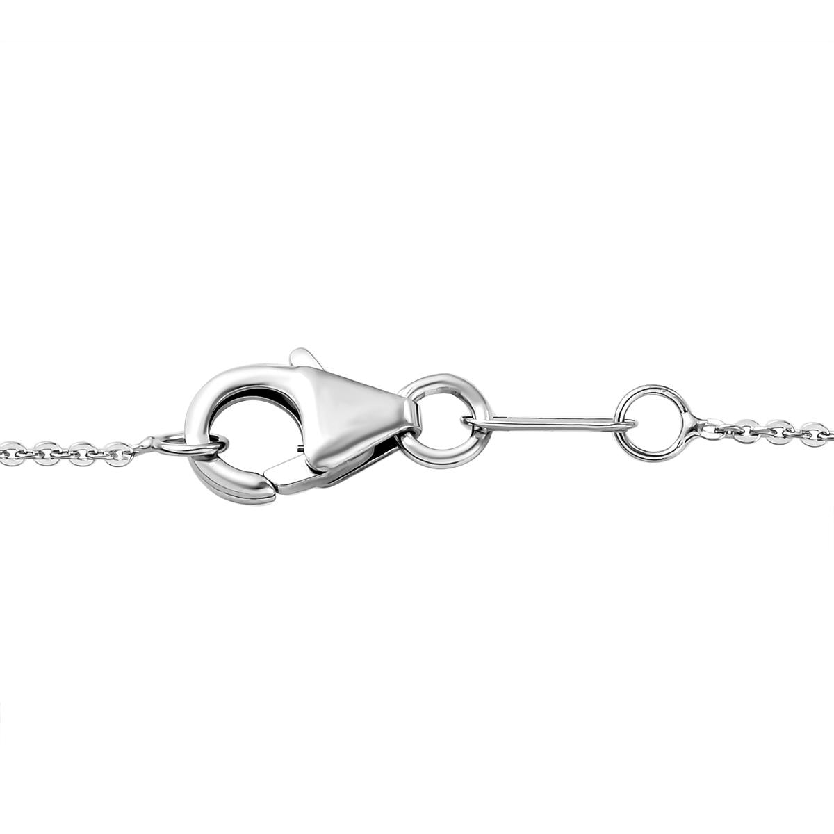 Premium Regenbogen Mondstein und weißer Zirkon-Anhänger mit Kette, 925 Silber platiniert ca. 4.36 ct