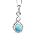 Larimar und weißer Zirkon-Anhänger mit Kette, 925 Silber platiniert ca. 1,72 ct