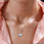 Larimar und weißer Zirkon-Anhänger mit Kette, 925 Silber platiniert ca. 1,72 ct