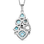 Larimar-Anhänger mit Kette, 925 Silber platiniert ca. 4,60 ct