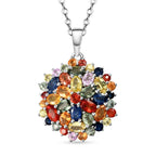 Mehrfarbiger Saphir-Anhänger mit Kette, ca. 50 cm, 925 Silber platiniert ca. 7,42 ct