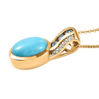 Amerikanischer, natürlicher Sleeping Beauty Türkis und schweizer Blautopas-Anhänger mit Kette, 925 Silber Gelbgold Vermeil ca. 3.42 ct