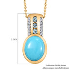 Amerikanischer, natürlicher Sleeping Beauty Türkis und schweizer Blautopas-Anhänger mit Kette, 925 Silber Gelbgold Vermeil ca. 3.42 ct