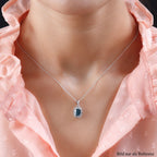 Natürlicher Grandidierit und weißer Diamant-Anhänger mit Kette, 925 Silber platiniert ca. 1.61 ct
