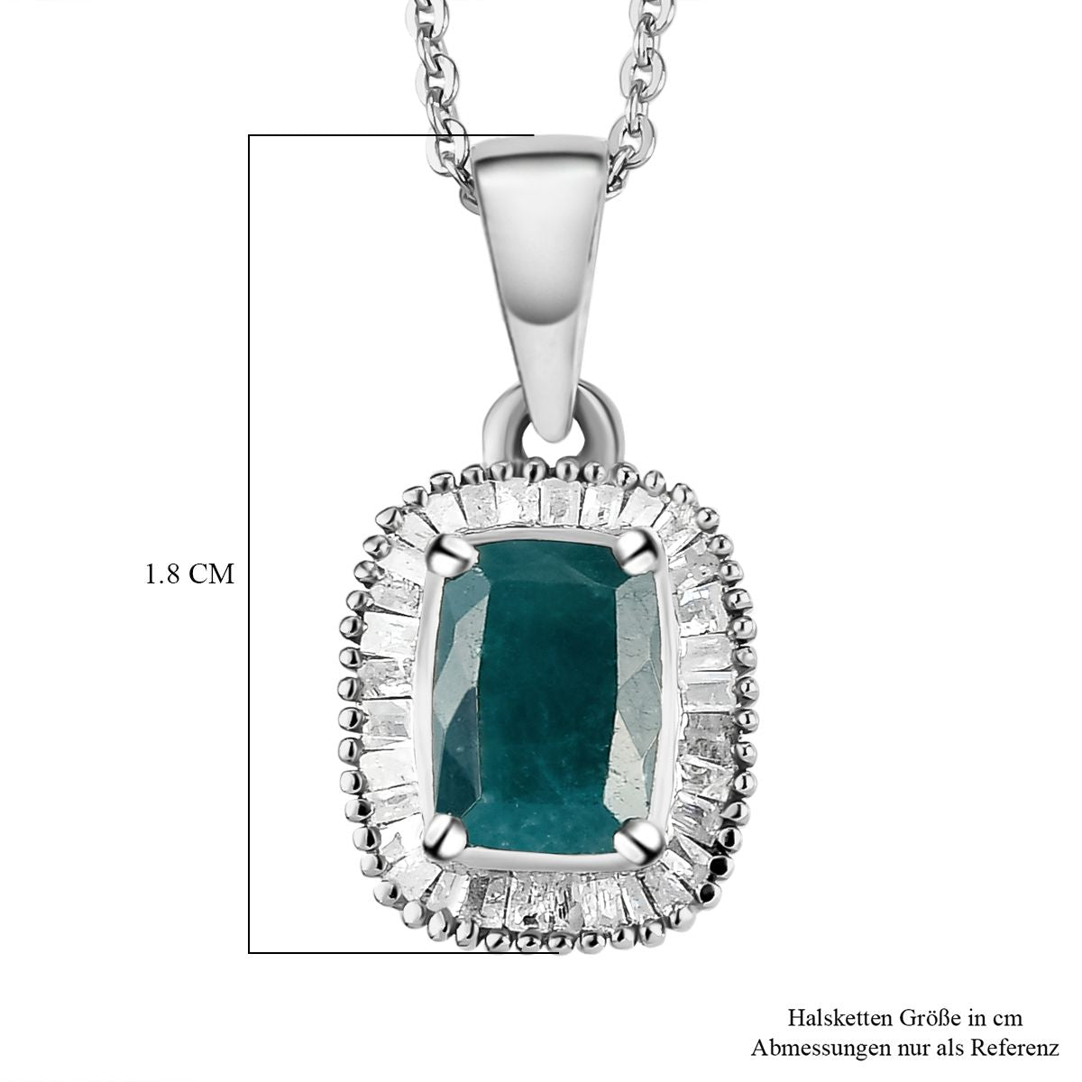 Natürlicher Grandidierit und weißer Diamant-Anhänger mit Kette, 925 Silber platiniert ca. 1.61 ct