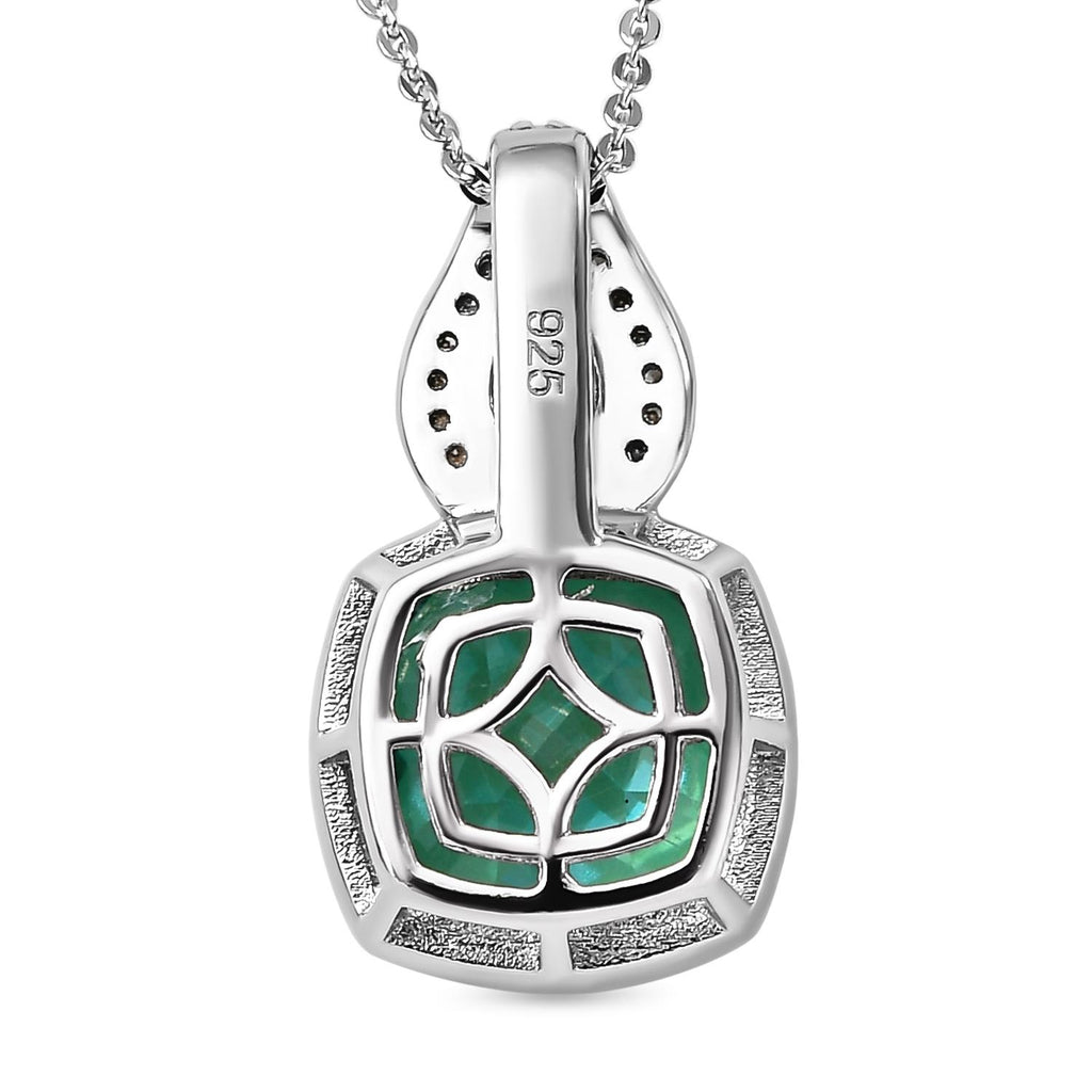 Pfau Triplett Quarz und natürlicher Chromdiopsid-Anhänger mit Kette, 925 Silber platiniert ca. 5,94 ct
