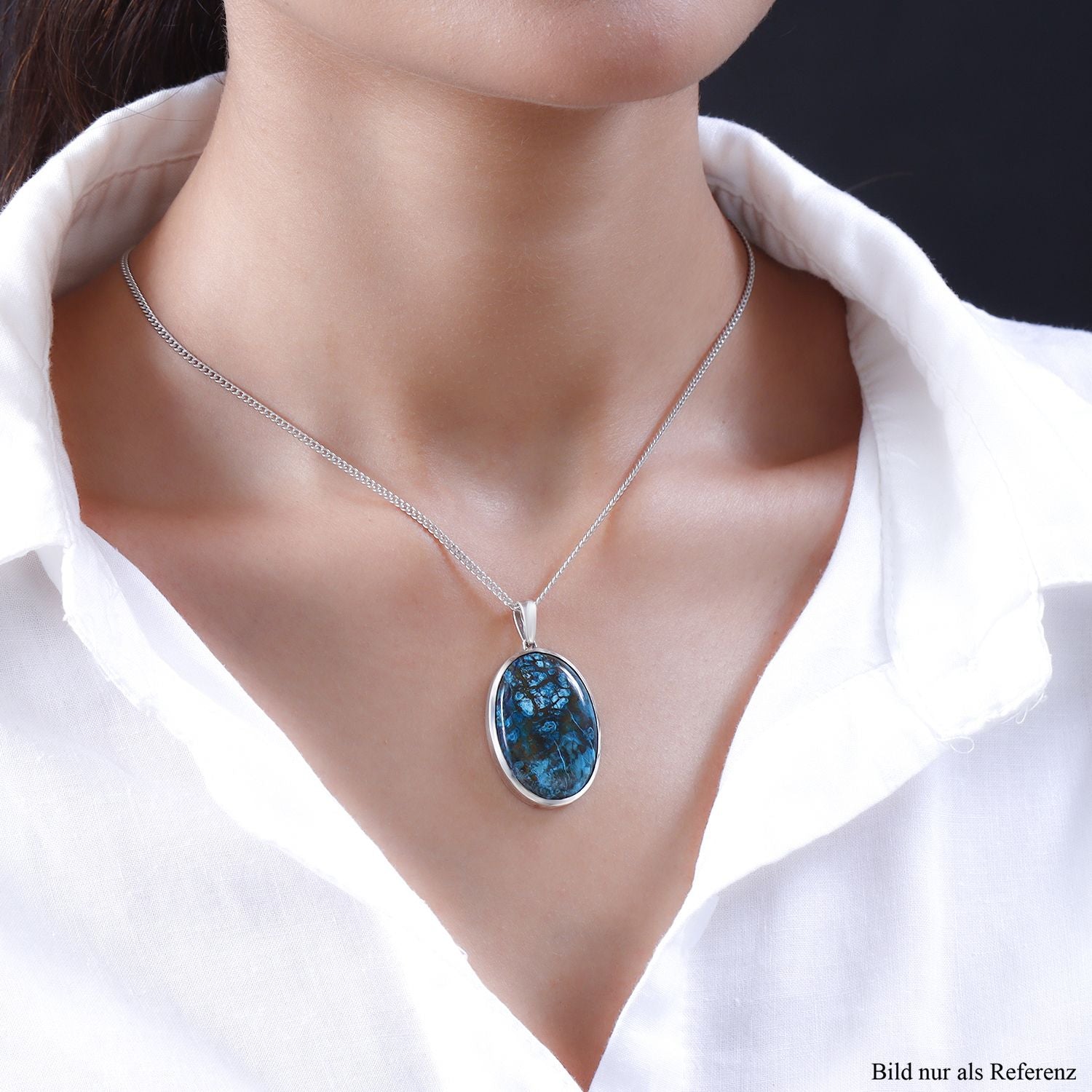 Natürlicher Tafelberg Shadowkite Anhänger mit Kette, 925 Silber platiniert ca. 32.11 ct
