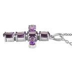 2er Set - Afrikanischer Amethyst Kreuz-Anhänger und Ohrringe, Edelstahl ca. 3.21 ct