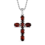 Roter Granat Kreuz-Anhänger, Edelstahl ca. 3.36 ct