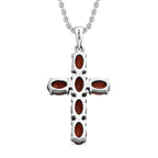 Roter Granat Kreuz-Anhänger, Edelstahl ca. 3.36 ct
