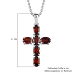 Roter Granat Kreuz-Anhänger, Edelstahl ca. 3.36 ct