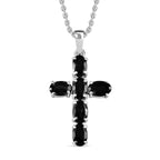 Schwarzer Spinell Kreuz-Anhänger, Edelstahl ca. 3,42 ct