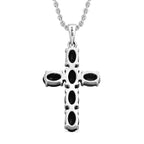Schwarzer Spinell Kreuz-Anhänger, Edelstahl ca. 3,42 ct