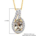 AAA Turkizit und weißer Zirkon-Anhänger mit Kette, ca. 50 cm, 925 Silber Gelbgold Vermeil ca. 1.08 ct