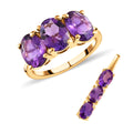 2er-Set afrikanischer Amethyst-Ring und Anhänger, 925 Silber vergoldet ca. 4,64 ct