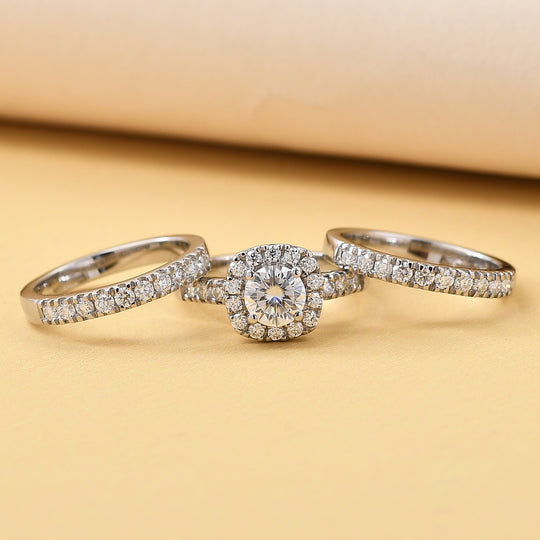 Dreifacher 88 Facetten Moissanit-Ring, ca. 1.78 ct