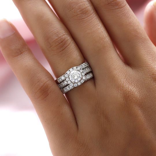 Dreifacher 88 Facetten Moissanit-Ring, ca. 1.78 ct