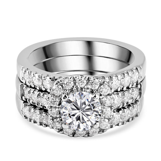 Dreifacher 88 Facetten Moissanit-Ring, ca. 1.78 ct
