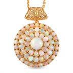 Natürlicher, äthiopischer Opal-Anhänger mit Kette, 925 Silber vergoldet ca. 6.69 ct