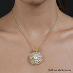 Natürlicher, äthiopischer Opal-Anhänger mit Kette, 925 Silber vergoldet ca. 6.69 ct