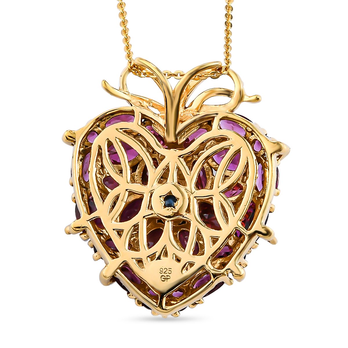 GP Amore-Kollektion - Rhodolith Granat Anhänger mit Kette, ca. 50 cm, 925 Silber vergoldet ca. 9.06 ct