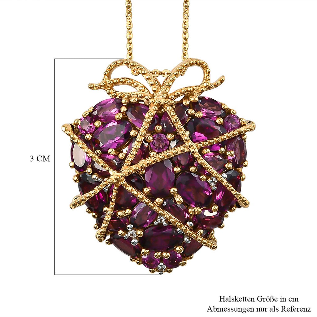 GP Amore-Kollektion - Rhodolith Granat Anhänger mit Kette, ca. 50 cm, 925 Silber vergoldet ca. 9.06 ct