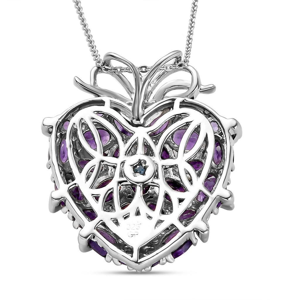 GP Amore Kollektion - Afrikanischer Amethyst Anhänger mit Kette, ca. 50 cm, 925 Silber platiniert ca. 7.23 ct
