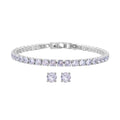 2er Weiße Zirkonia-Ohrstecker mit Armband, reines Messing ca. 21.00 ct