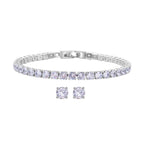 2er Weiße Zirkonia-Ohrstecker mit Armband, reines Messing ca. 21.00 ct