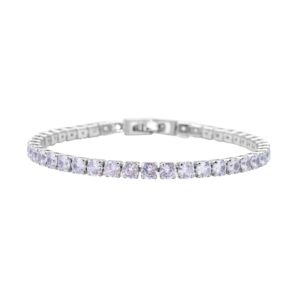 2er Weiße Zirkonia-Ohrstecker mit Armband, reines Messing ca. 21.00 ct