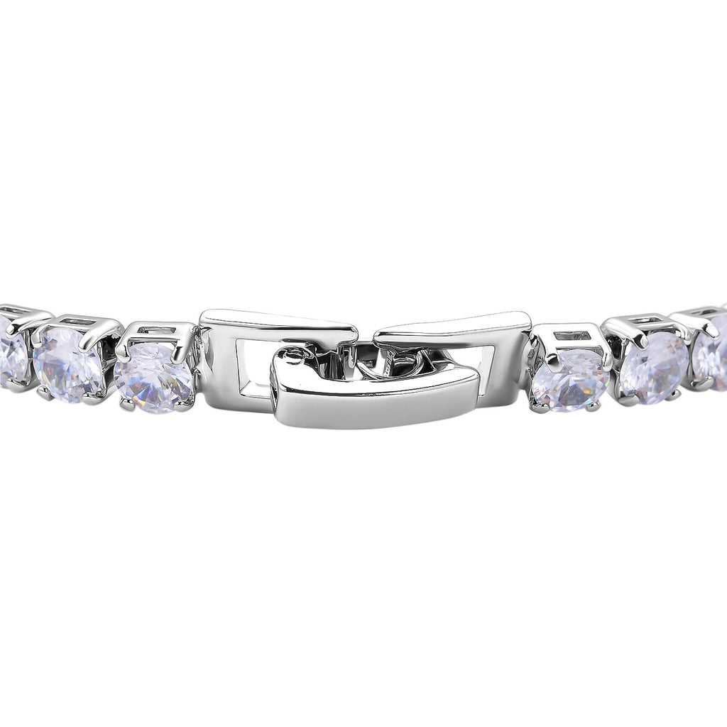 2er Weiße Zirkonia-Ohrstecker mit Armband, reines Messing ca. 21.00 ct