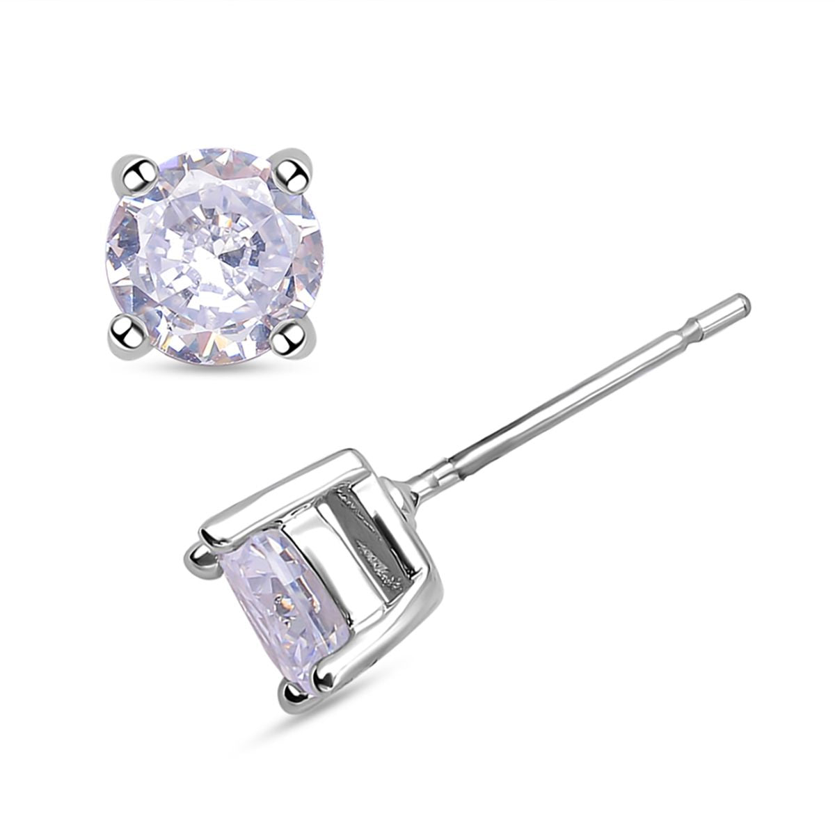 2er Weiße Zirkonia-Ohrstecker mit Armband, reines Messing ca. 21.00 ct