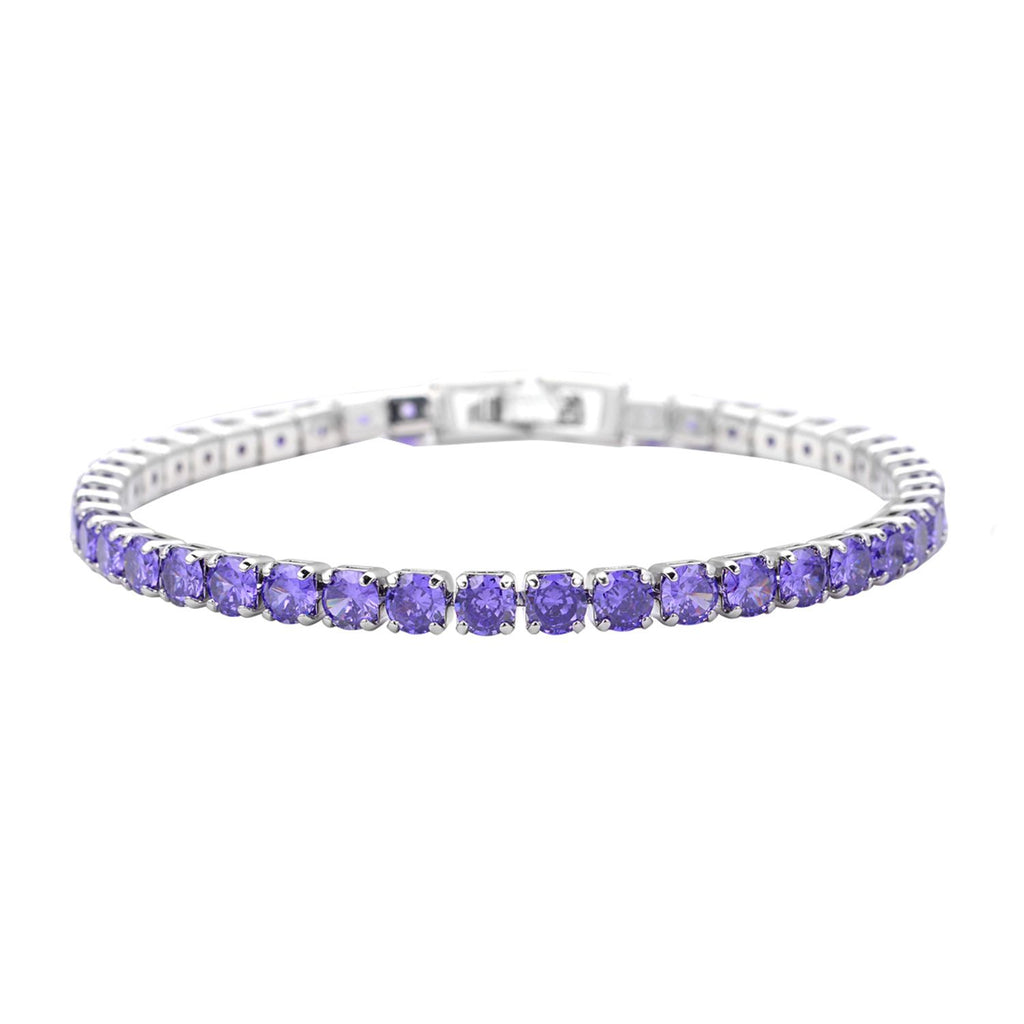 Lila Zirkonia-Ohrstecker mit Armband, reines Messing ca. 21,00 ct