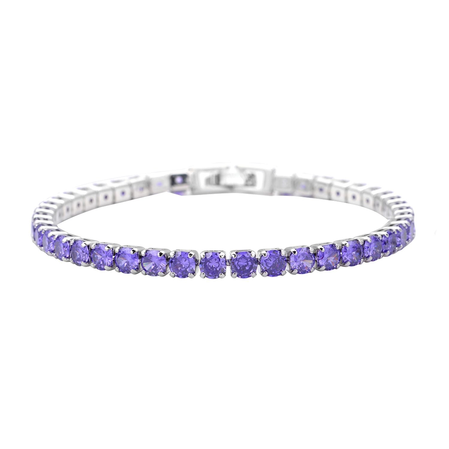 Lila Zirkonia-Ohrstecker mit Armband, reines Messing ca. 21,00 ct
