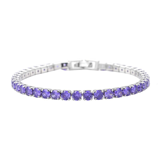 Lila Zirkonia-Ohrstecker mit Armband, reines Messing ca. 21,00 ct