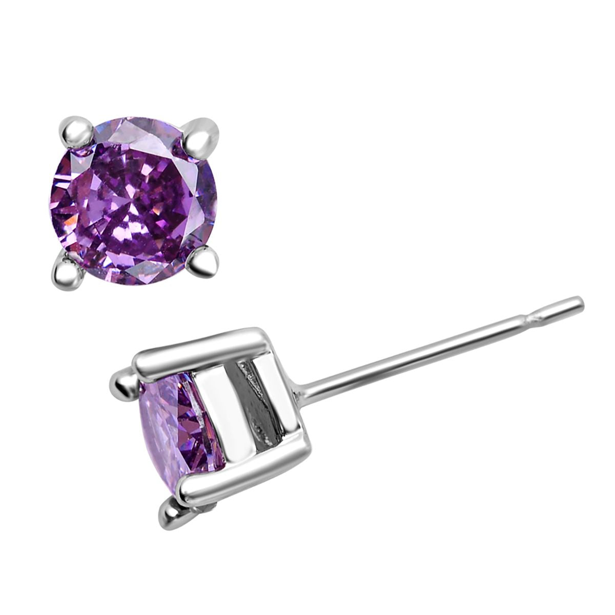Lila Zirkonia-Ohrstecker mit Armband, reines Messing ca. 21,00 ct