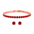 Rote Zirkonia-Ohrstecker mit Armband, reines Messing ca. 21,00 ct