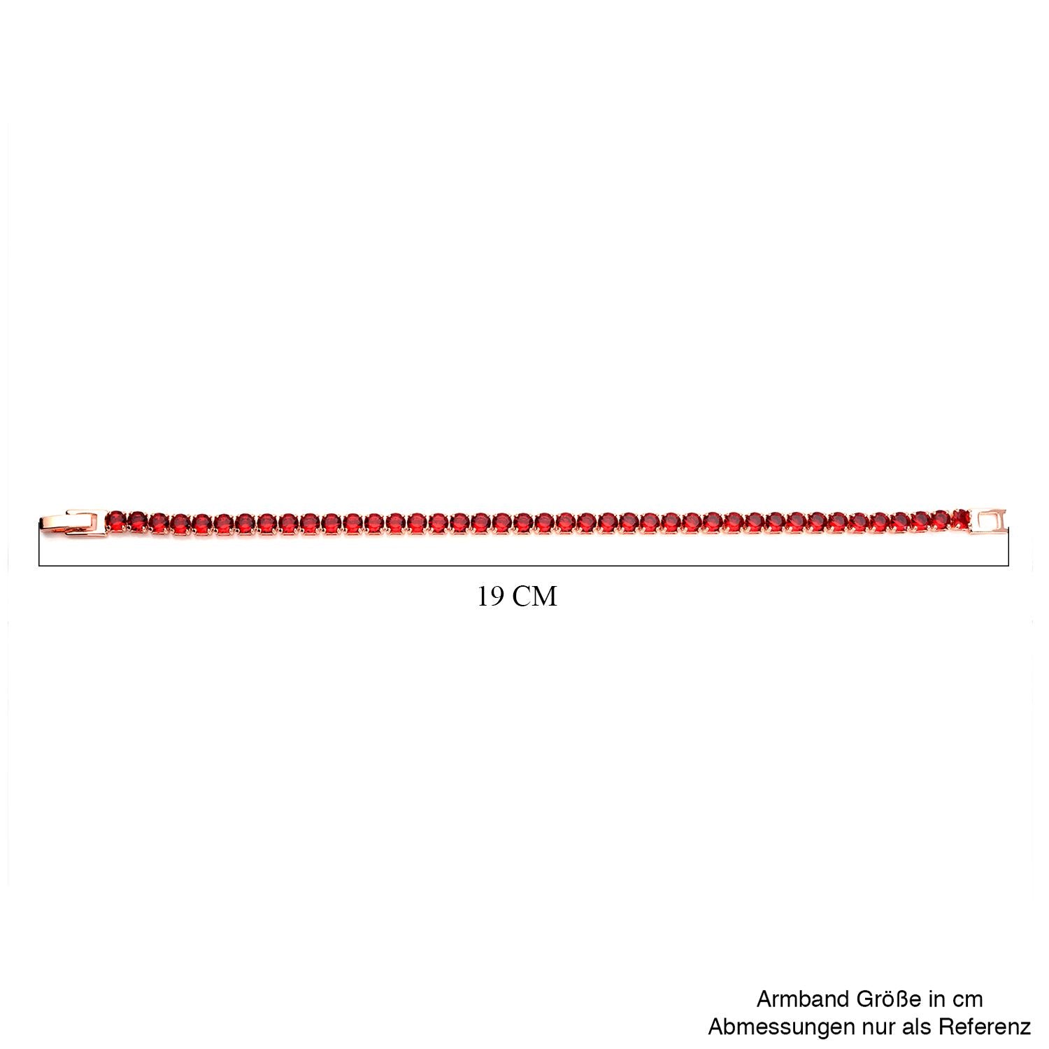 Rote Zirkonia-Ohrstecker mit Armband, reines Messing ca. 21,00 ct