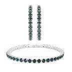 Diopsid-farbene Kristall-Ohrringe mit Armband, reines Messing